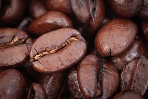 Close-Up of Roasted Coffee Beans Stock Photos
