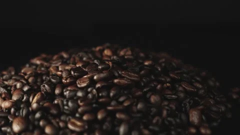 Close-Up of Roasted Coffee Beans Pile Stock Footage 277217034