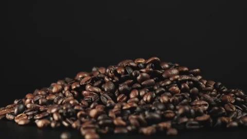 Close-Up of Roasted Coffee Beans Pile Stock Footage 277217054