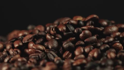 Close-Up of Roasted Coffee Beans Pile Stock Footage 277217098