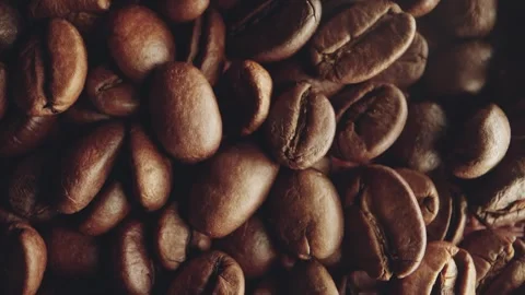 Close Up Roasted Coffee Beans Texture Background For Cafe Branding Stock Footage 333130495