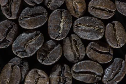 Close-up of roasted coffee beans, vigorous and productive mood concept 스톡 사진