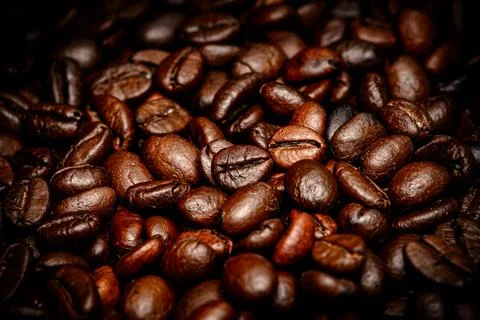 Close up roasted espresso coffee beans Stock Photos