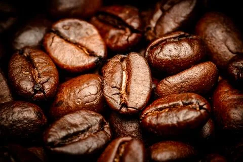 Close up roasted espresso coffee beans Stock Photos
