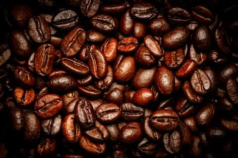 Close up roasted espresso coffee beans Stock Photos