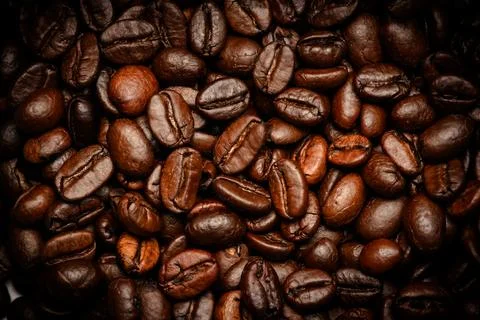 Close up roasted espresso coffee beans Stock Photos