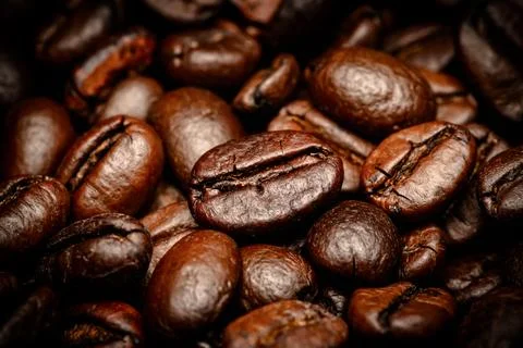 Close up roasted espresso coffee beans Stock Photos