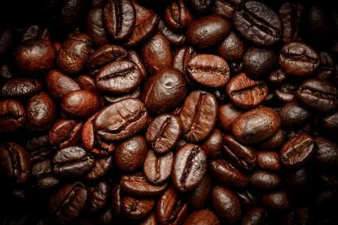 Close up roasted espresso coffee beans Stock Photos
