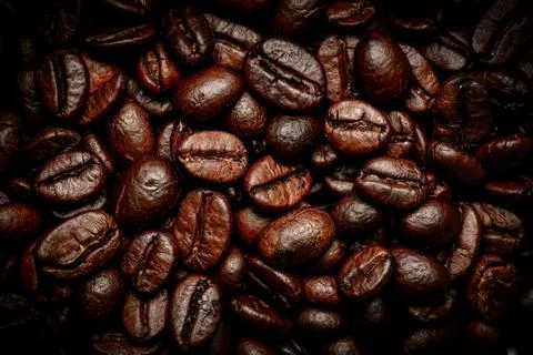 Close up roasted espresso coffee beans Stock Photos