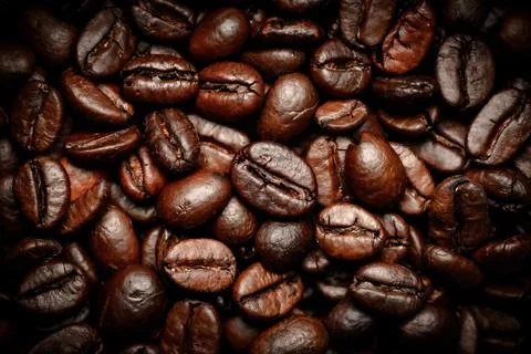 Close up roasted espresso coffee beans Stock Photos