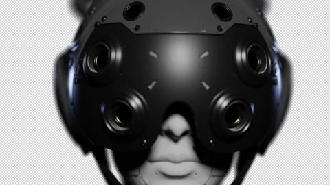 Close-up of the robot , the robot looks at what is happening in the room Vídeo Stock 271622265