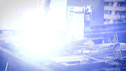 Close Up Robot Welding In Factory 스톡 동영상 111480692