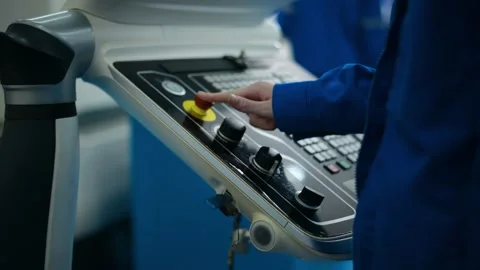 Close up of Robotics engineers Using Controller Stock Footage 280791105