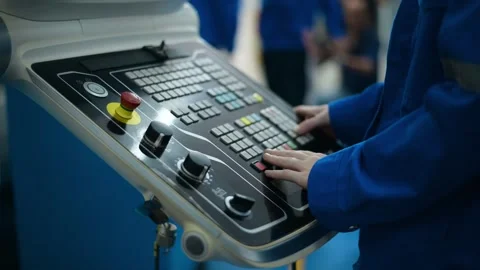 Close up of Robotics engineers Using Controller Stock Footage 280791116