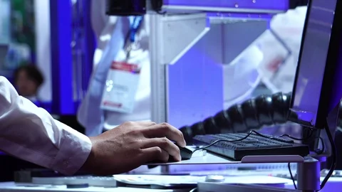 Close-up of the robots being used as part of the industry in the current account Stock Footage 112227131