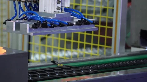 Close-up of the robots being used as part of the industry in the current account Video stock 112228166