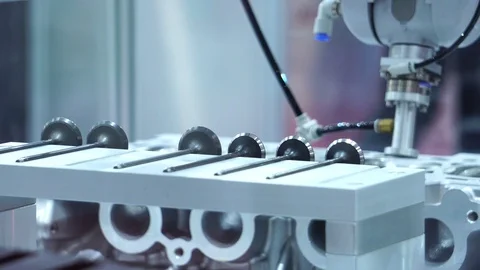 Close-up of the robots being used as part of the industry in the current account Stock Footage 112228345
