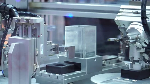 Close-up of the robots being used as part of the industry in the current account Stock-Footage 112228726