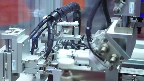 Close-up of the robots being used as part of the industry in the current account Stockbeeldmateriaal 112229290