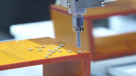 Close-up of the robots being used as part of the industry in the current account Stock Footage 112230013