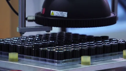 Close-up of the robots being used as part of the industry in the current account Stock Footage 112257569