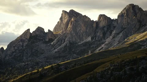 Close-Up of Rock Formation in Warm Evening Light, Passo Giau, Dolomites Video stock 316821071