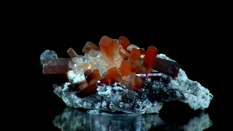Close up of a rock matrix with clear and orange topaz Stock Footage 133639406