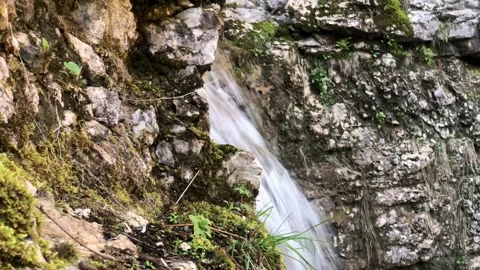 Close-up of the rock with a waterfall Stock Footage 308108805
