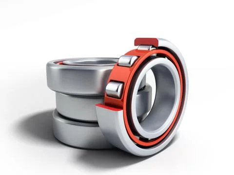Close up of roller bearing 3d render on white Stock Illustration