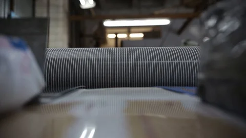 Close-up Roller Of The Printing Press In A Printing House Stock Footage 105379270