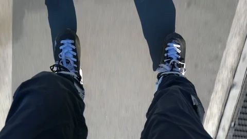 Close-up roller skates of a riding roller Video stock 113974407