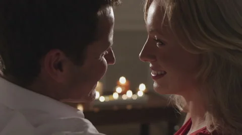 Close up of romantic couple talking face to face. Stock Footage 43661077
