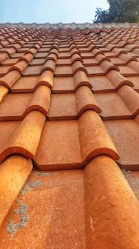 A close up of a roof made of bricks Stock Photos