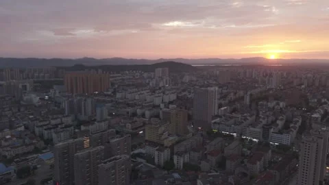 Close Up of Rooftop Edge in Small City Hubei Stock Footage 345024742