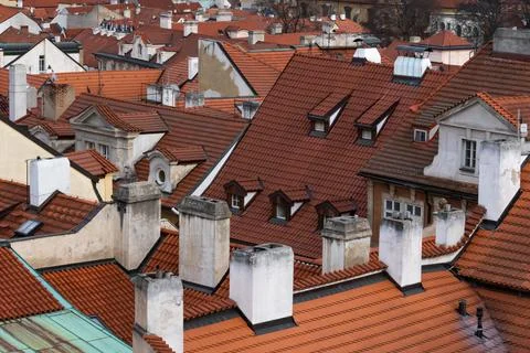 Close-up of rooftops in Prague's little district Stock Photos
