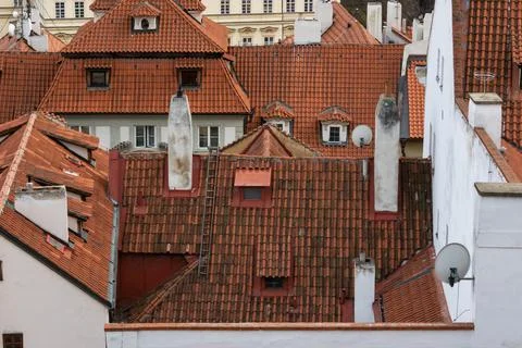 Close-up of rooftops in Prague's little district Stock Photos