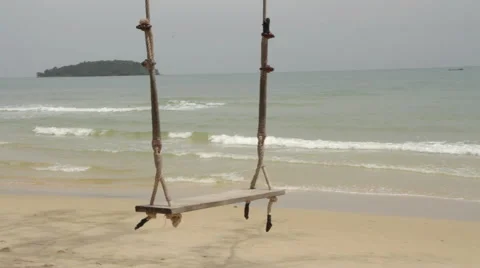 Close-Up Rope Swing Hangs Stock Footage 43128738