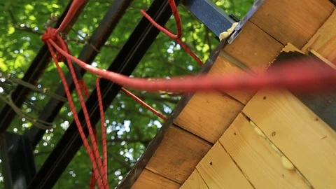 Close up of a rope of zipline Stock Footage 94499490
