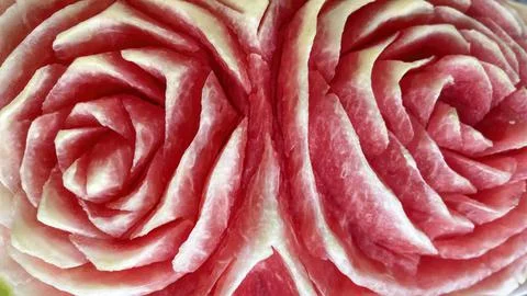 Close-up of rose pattern on watermelon 스톡 사진