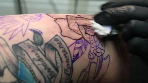 Close up Rose tattoo 2 스톡 동영상 10920185