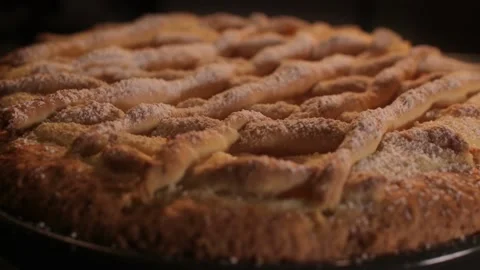 Close-up of Rotating Apple Pie Stock Footage 137796147