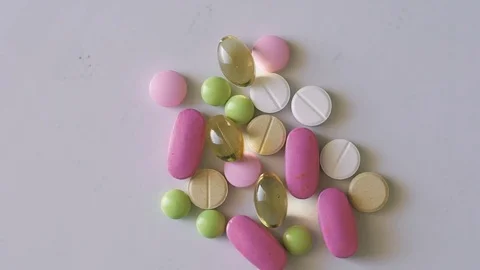 Close up rotating background with medicines Video stock 72252452