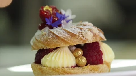 Close Up Of An Rotating Choux Pastry Stock Footage 133120464