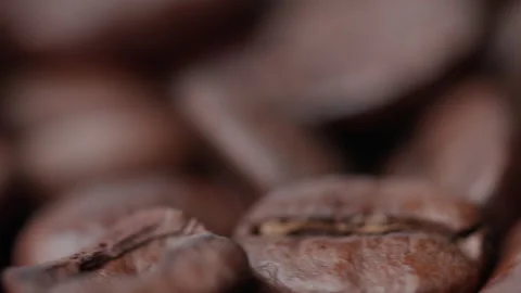Close up of rotating coffee beans selective focus background Stock Footage 273554205