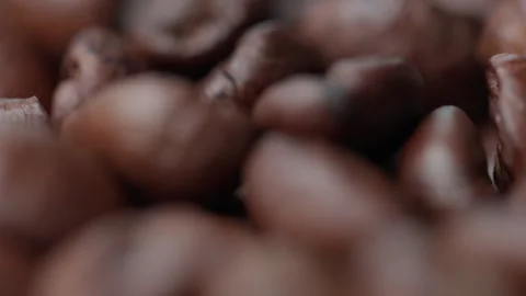Close up of rotating coffee beans selective focus background Stock Footage 273710757