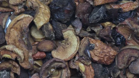 Close-up of rotating dried fruits close-up. Healthy vegetarian food concept 動画素材 136561371