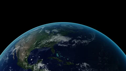 Close Up Rotating Earth Surface Loop - Global Terrain and Clouds on Black Stock Footage 340179651