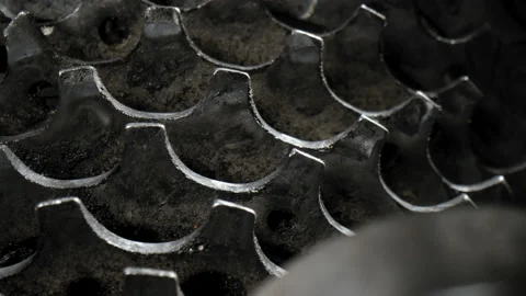 Close-up of rotating gears of a bicycle Stock Footage 134800677