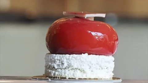Close Up Of An Rotating Gourmet Dessert Stock Footage 133120655