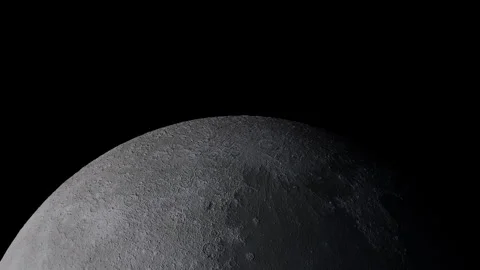 Close Up Rotating Moon Surface with Craters and Horizon Loop Stock Footage 340179548